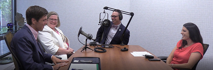 Image of podcast recording. 