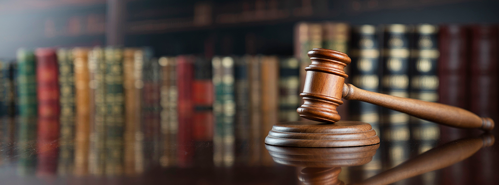 Gavel and law books.