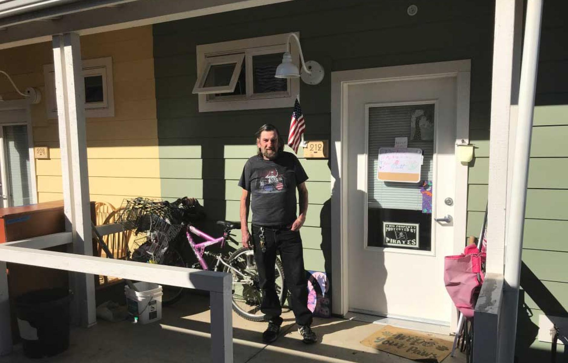A resident of Valley View on his porch. Source: Charles Durrett.
